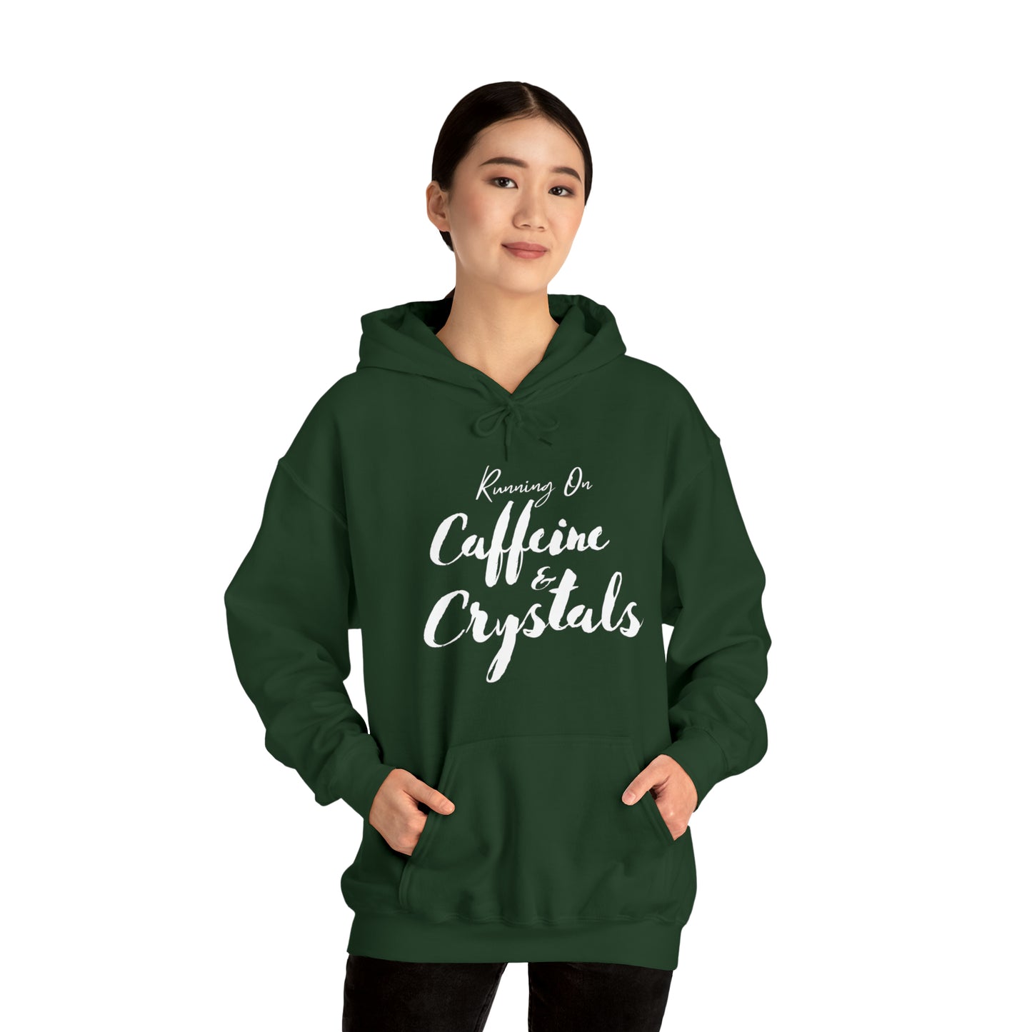 Running on Caffeine & Crystals double sided Unisex Heavy Blend Hooded Sweatshirt