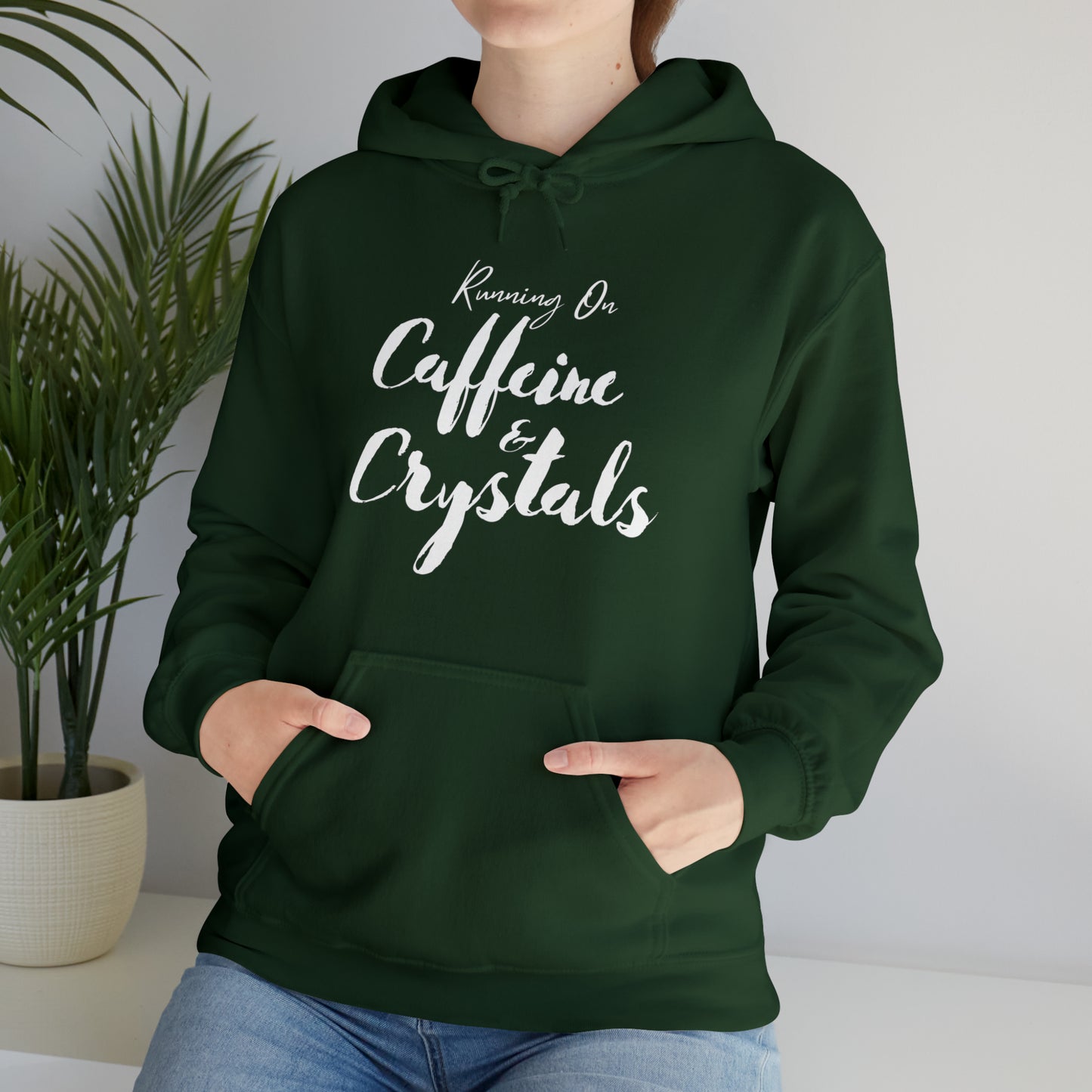 Running on Caffeine & Crystals double sided Unisex Heavy Blend Hooded Sweatshirt