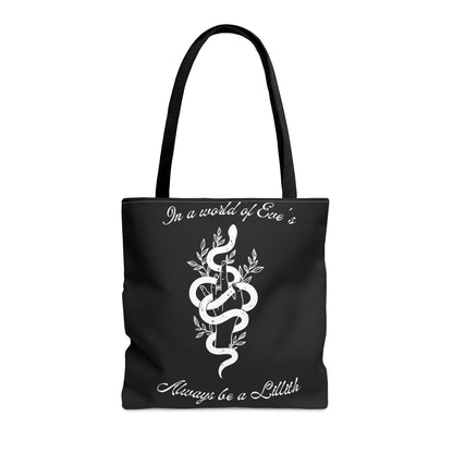 Lillith Goddess Black Tote Bag, Witchy Bag, Inspirational Bag, Reusable Bag, Feminist Tote