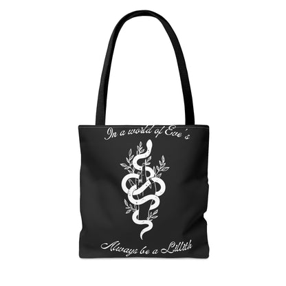 Lillith Goddess Black Tote Bag, Witchy Bag, Inspirational Bag, Reusable Bag, Feminist Tote