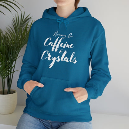 Running on Caffeine & Crystals double sided Unisex Heavy Blend Hooded Sweatshirt