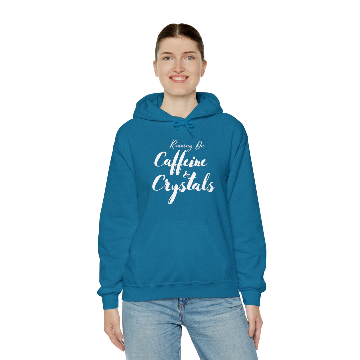 Running on Caffeine & Crystals double sided Unisex Heavy Blend Hooded Sweatshirt