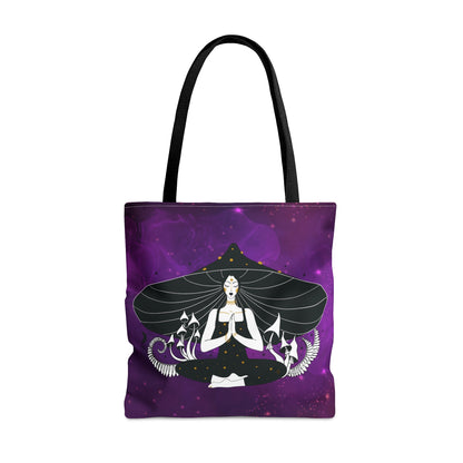 Purple Mushroom Goddess Tote Bag