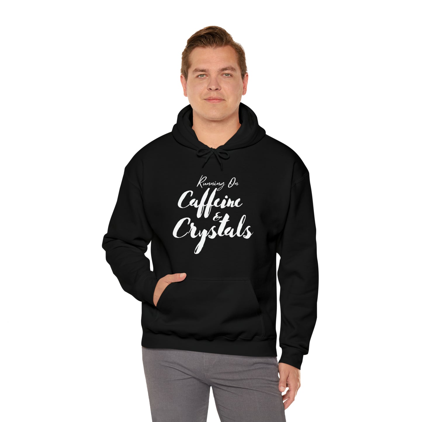 Running on Caffeine & Crystals double sided Unisex Heavy Blend Hooded Sweatshirt