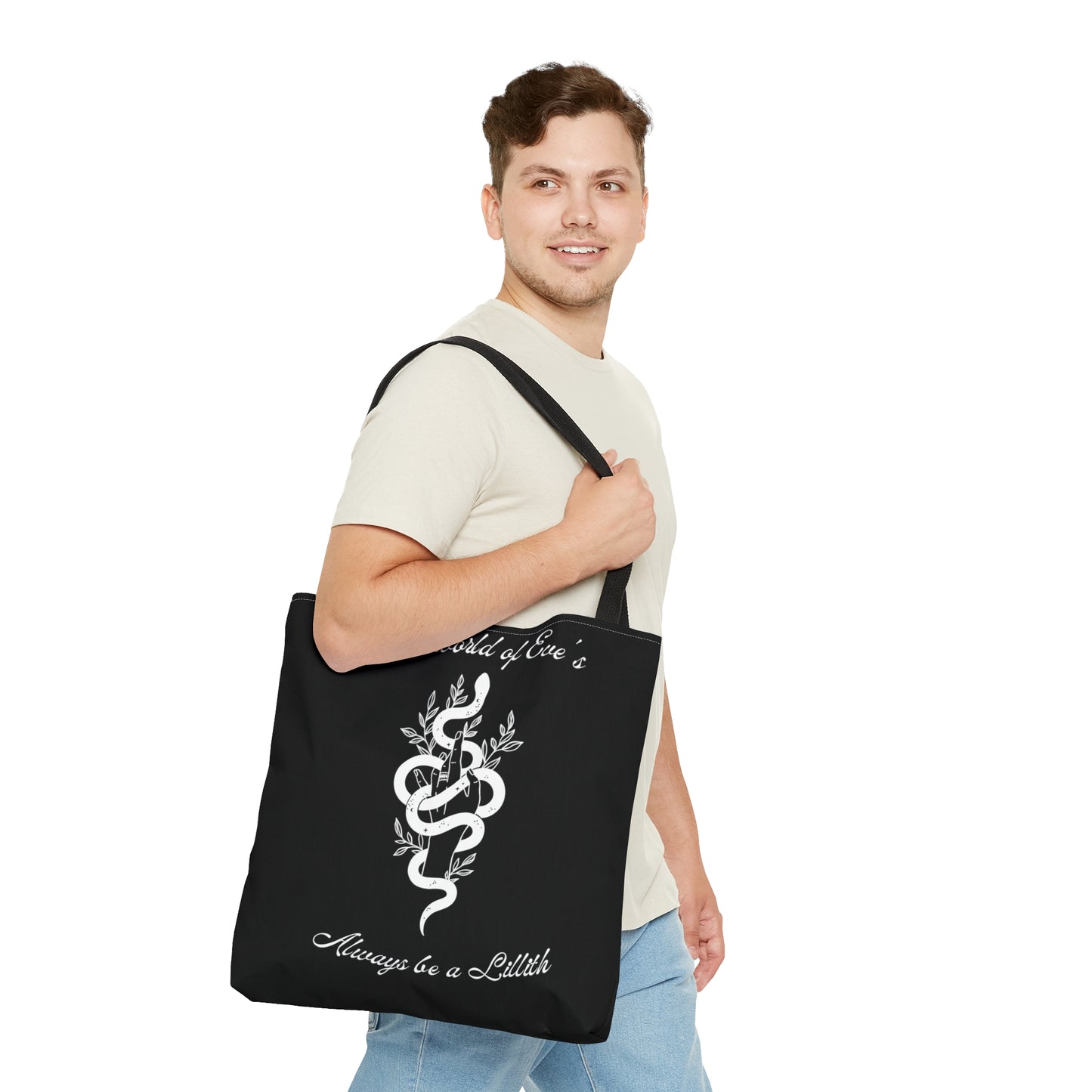 Lillith Goddess Black Tote Bag, Witchy Bag, Inspirational Bag, Reusable Bag, Feminist Tote