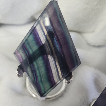 Fluorite Diamond on Silver Stand