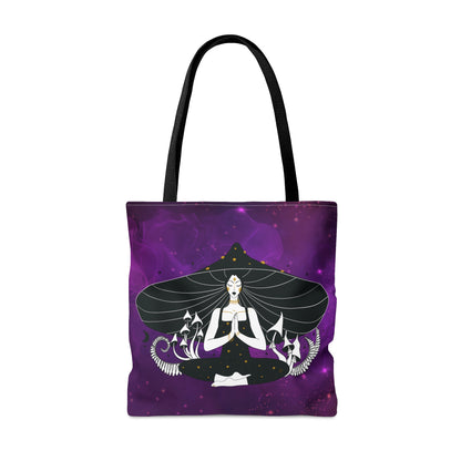 Purple Mushroom Goddess Tote Bag