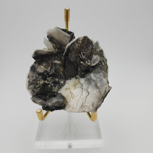 Grey Bladed Calcite with Pyrite