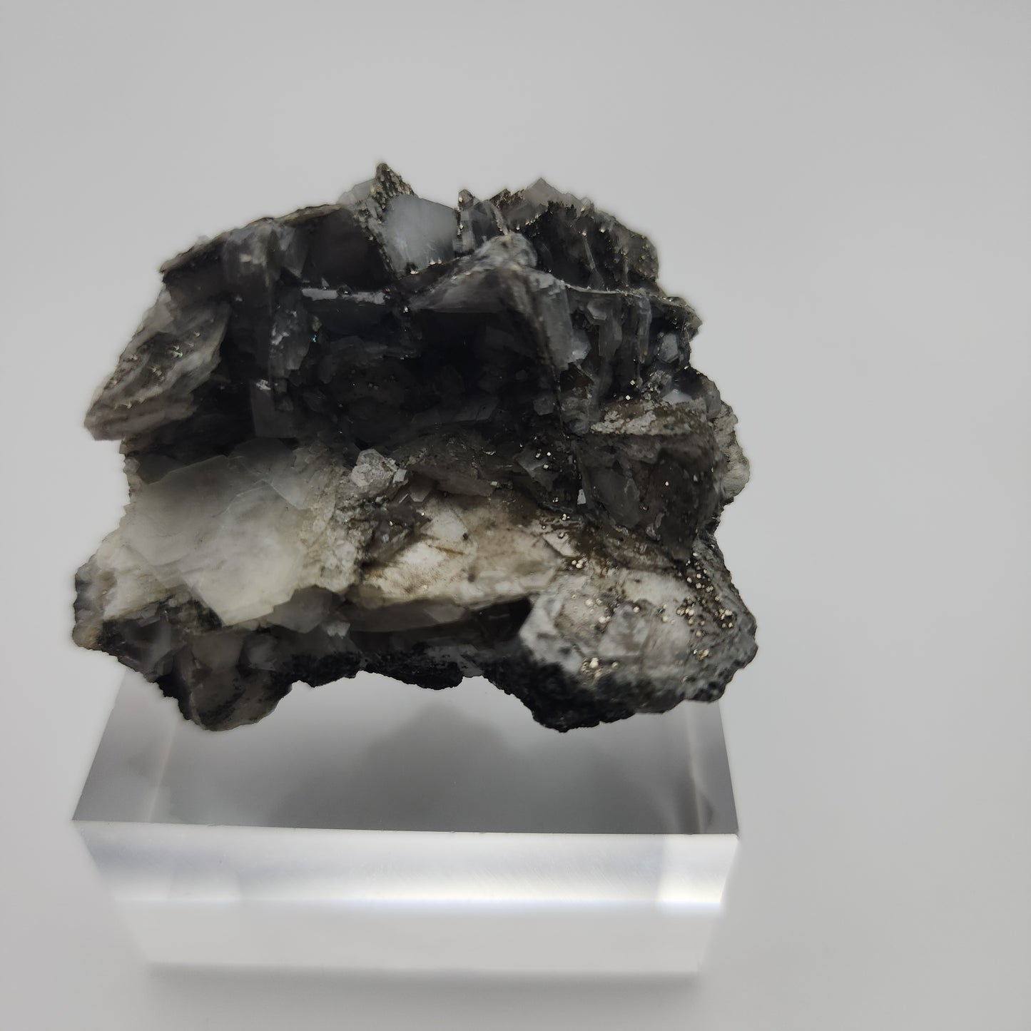 Grey Bladed Calcite with Pyrite