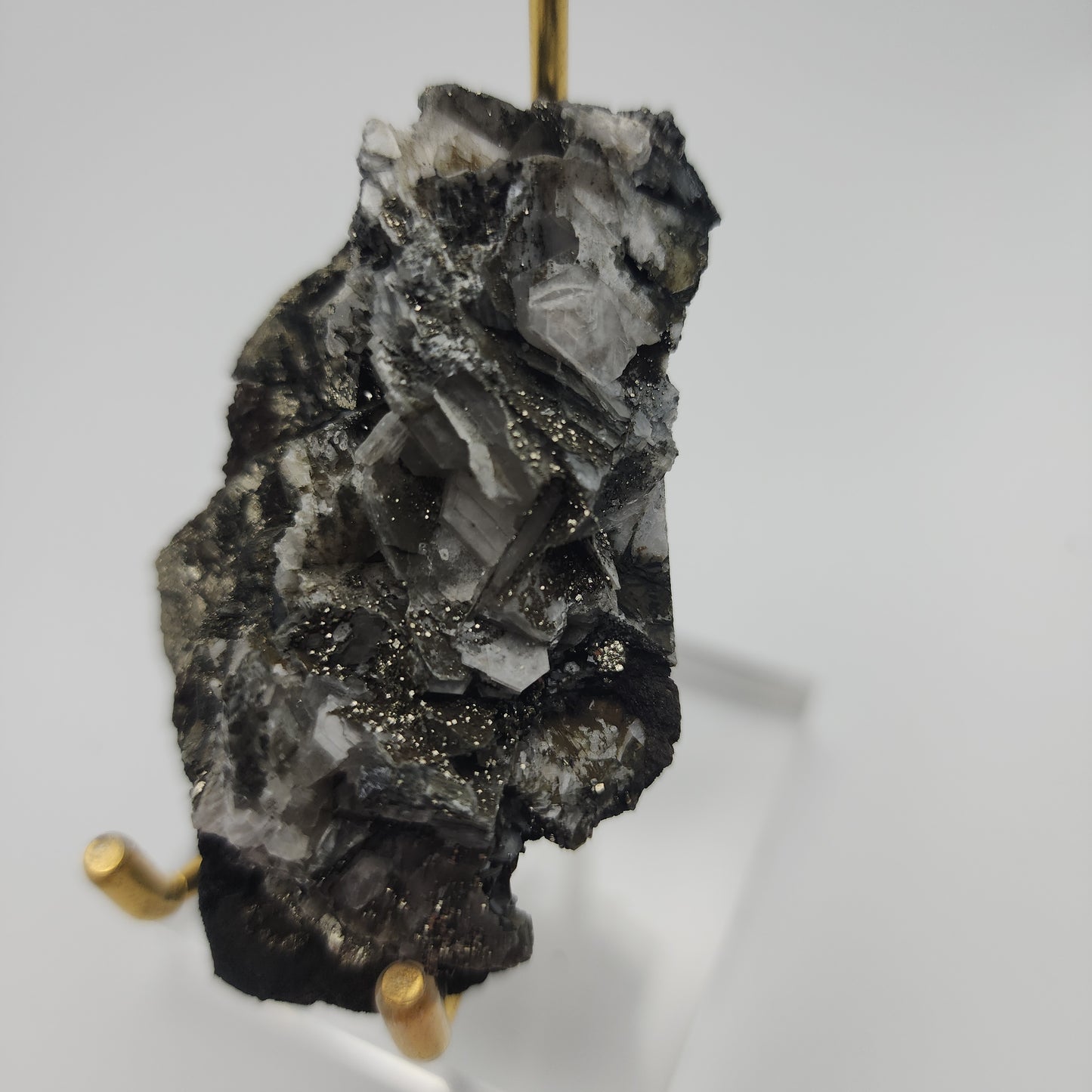 Grey Bladed Calcite with Pyrite