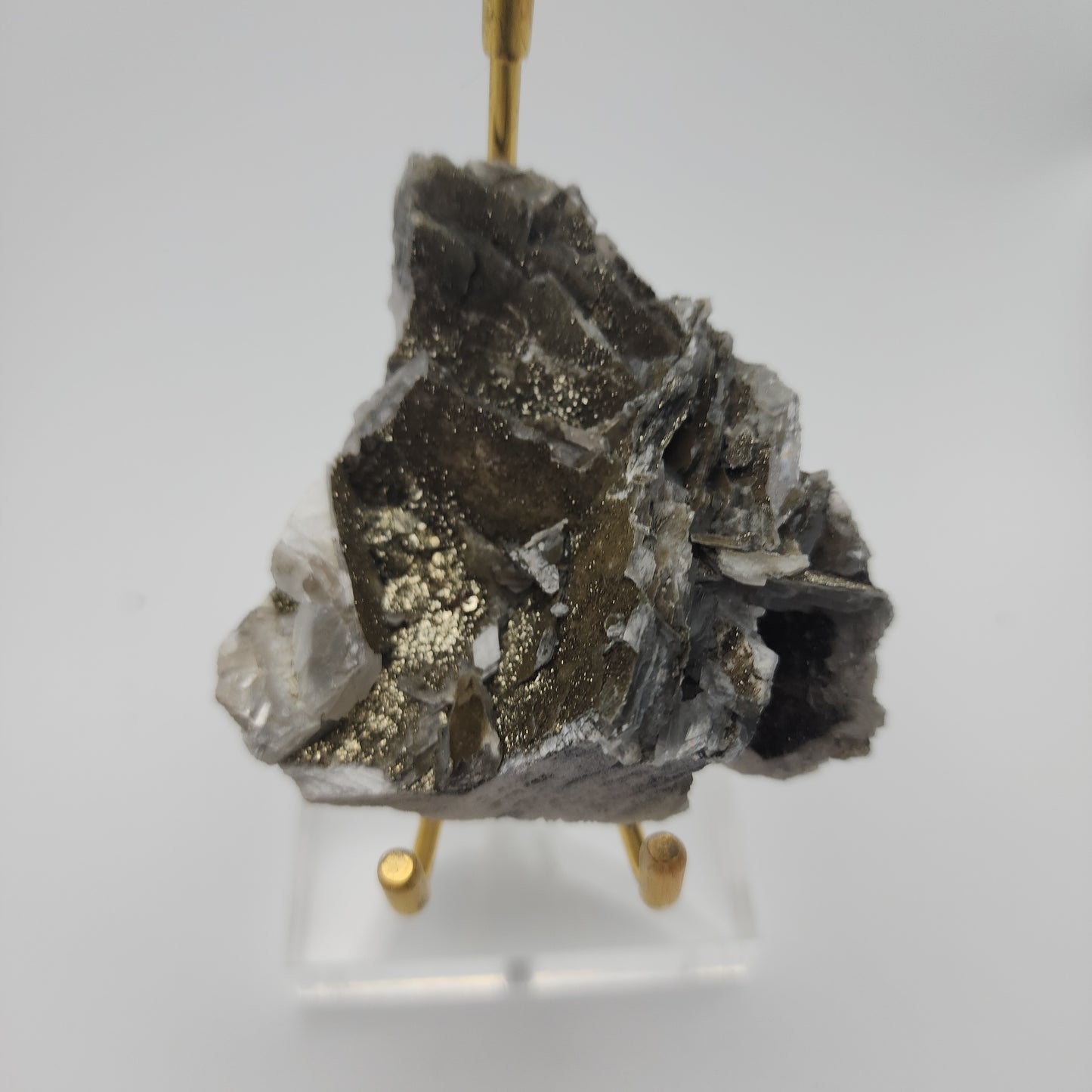 Grey Bladed Calcite with Pyrite