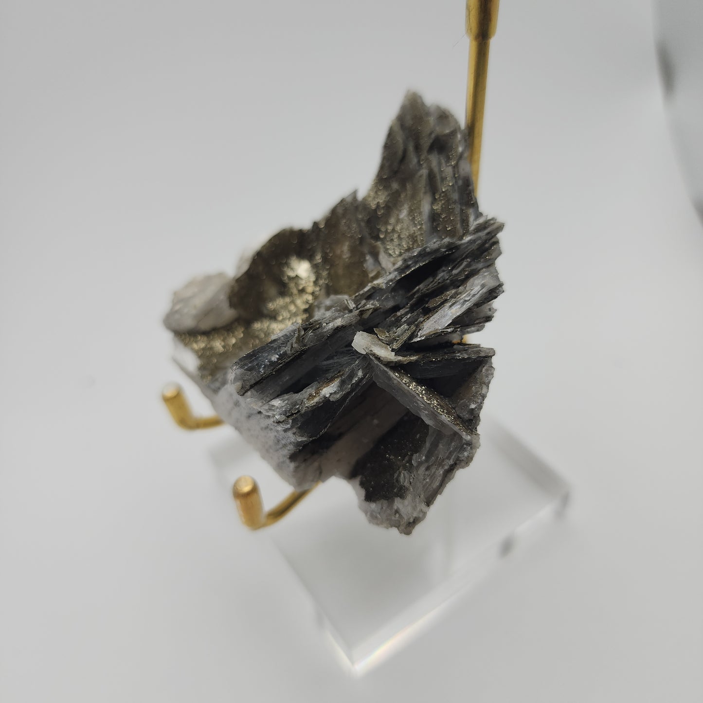 Grey Bladed Calcite with Pyrite