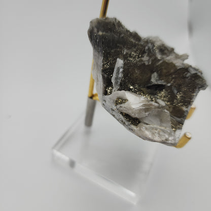 Grey Bladed Calcite with Pyrite