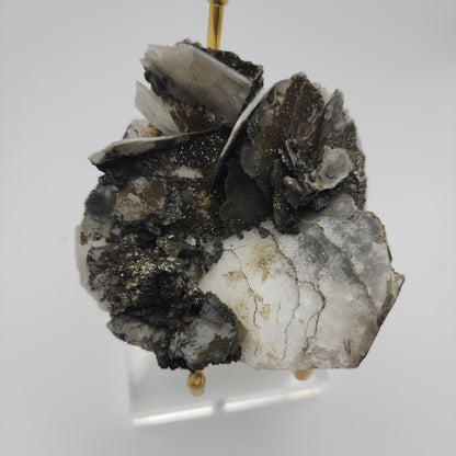 Grey Bladed Calcite with Pyrite