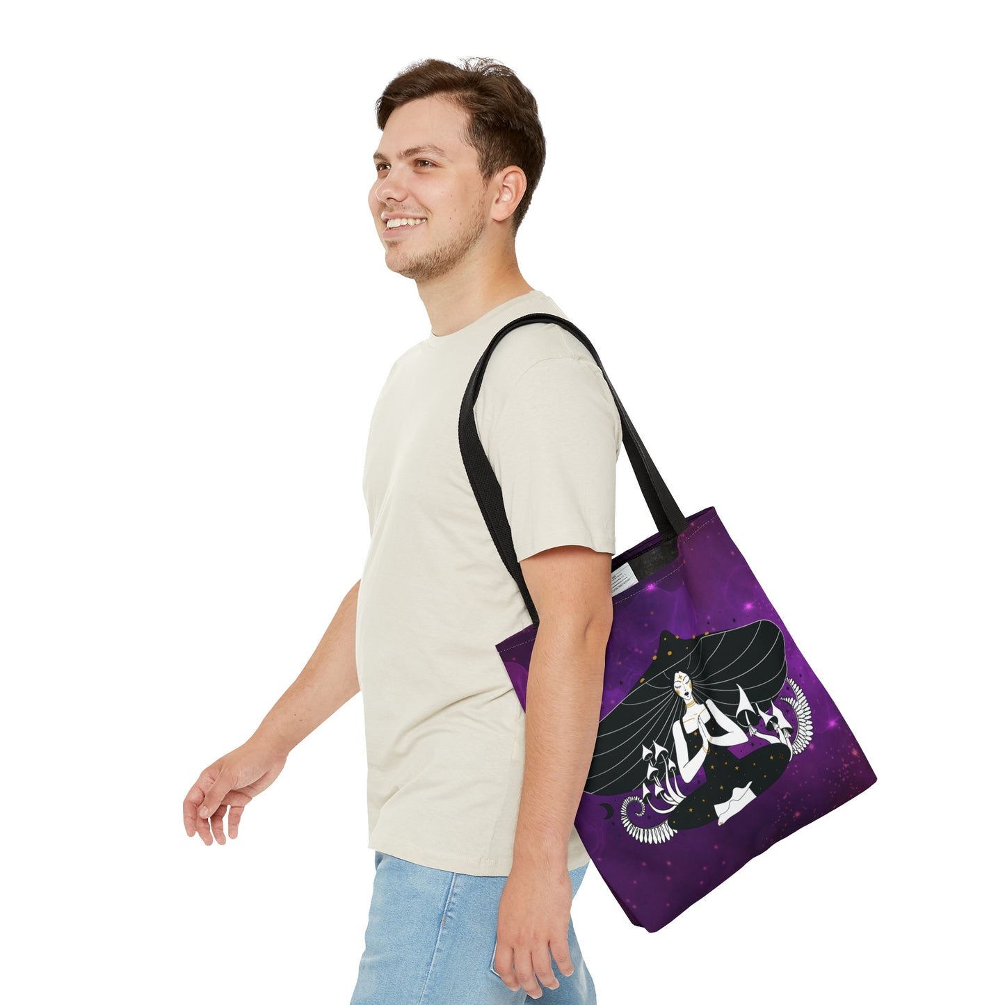 Purple Mushroom Goddess Tote Bag