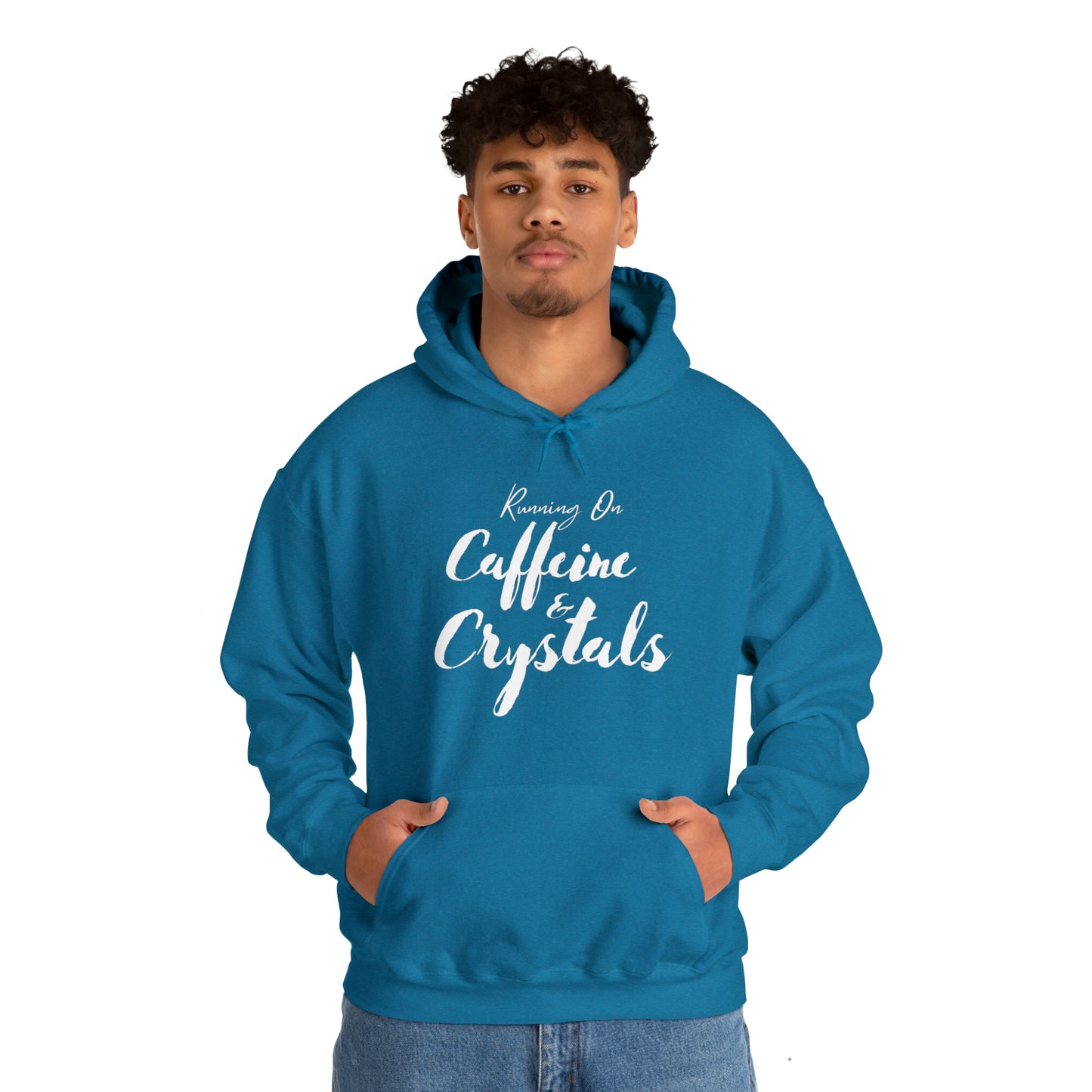 Running on Caffeine & Crystals double sided Unisex Heavy Blend Hooded Sweatshirt