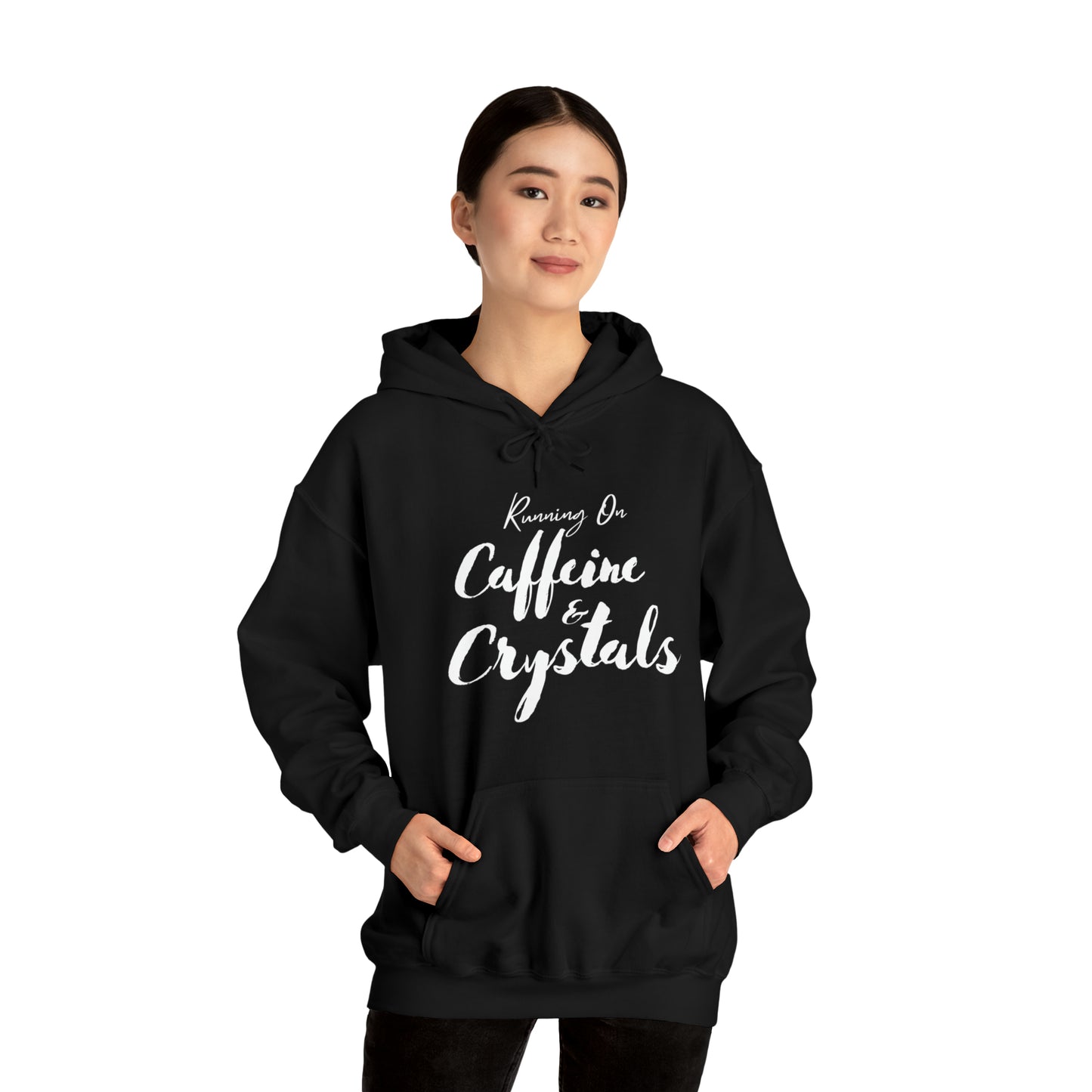 Running on Caffeine & Crystals double sided Unisex Heavy Blend Hooded Sweatshirt