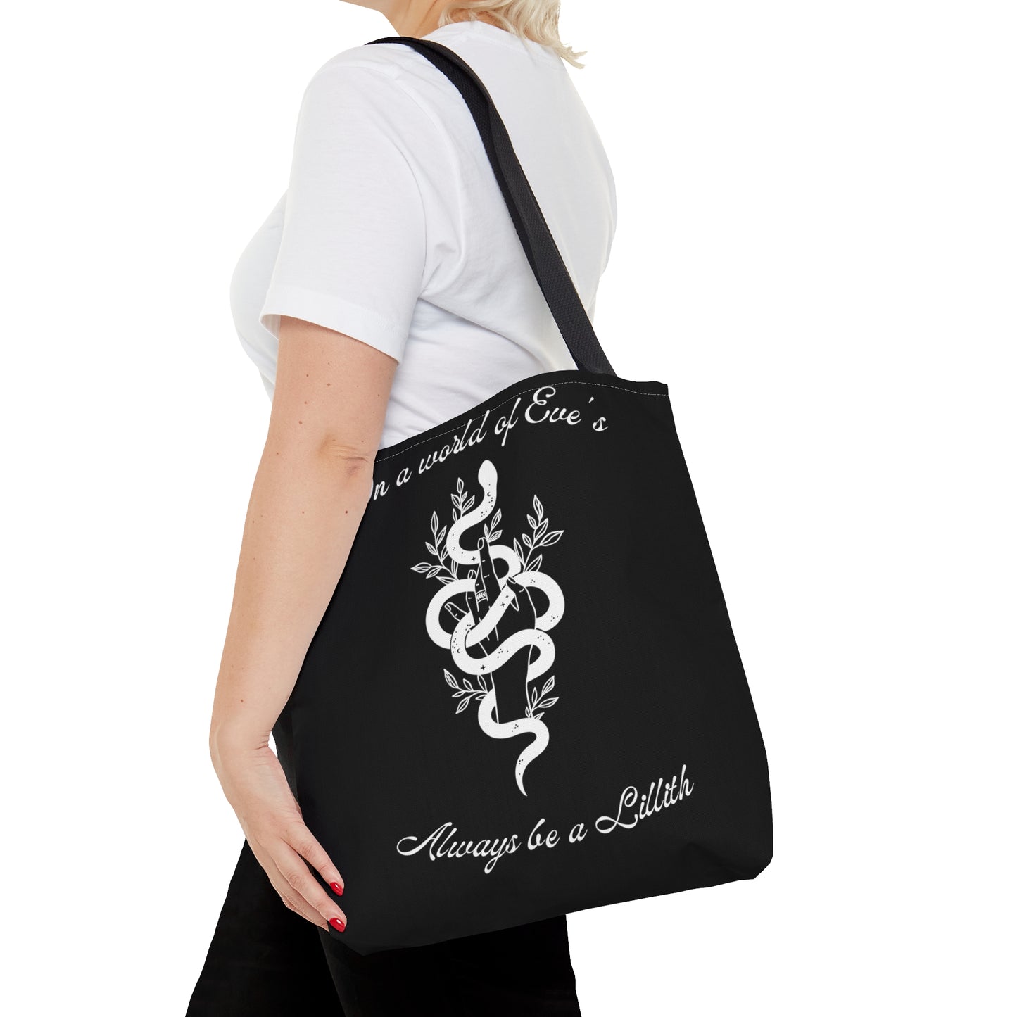 Lillith Goddess Black Tote Bag, Witchy Bag, Inspirational Bag, Reusable Bag, Feminist Tote