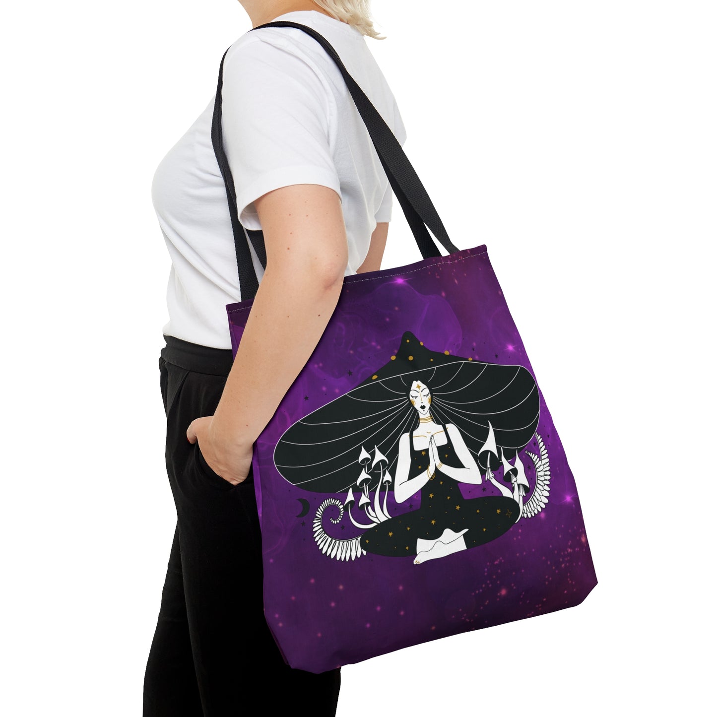 Purple Mushroom Goddess Tote Bag