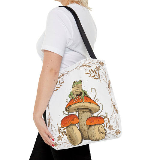 Cottagecore Mushroom and Frog Tote Bag