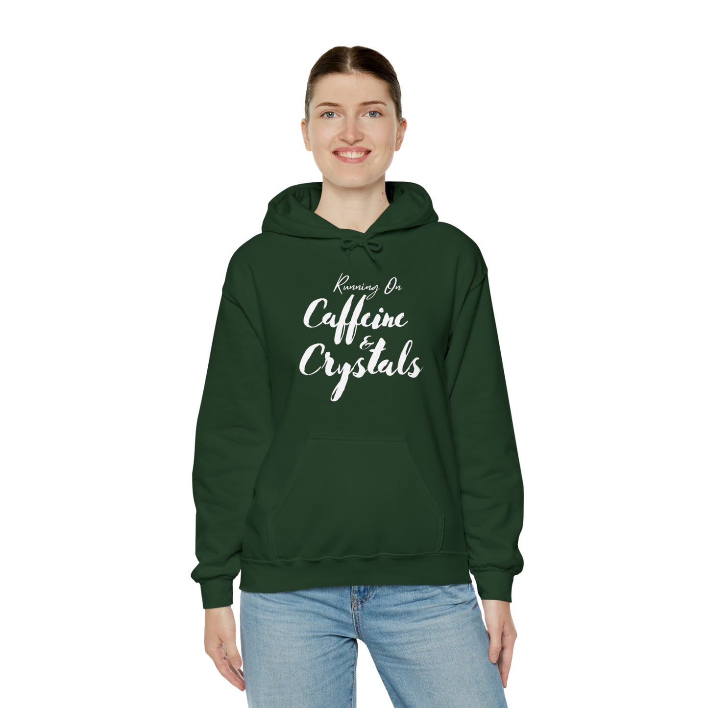 Running on Caffeine & Crystals double sided Unisex Heavy Blend Hooded Sweatshirt