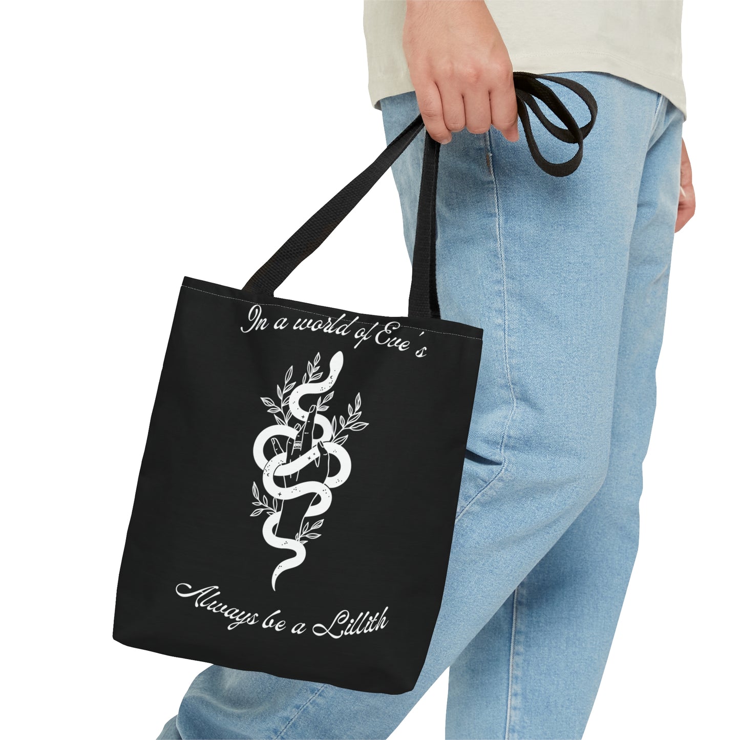 Lillith Goddess Black Tote Bag, Witchy Bag, Inspirational Bag, Reusable Bag, Feminist Tote