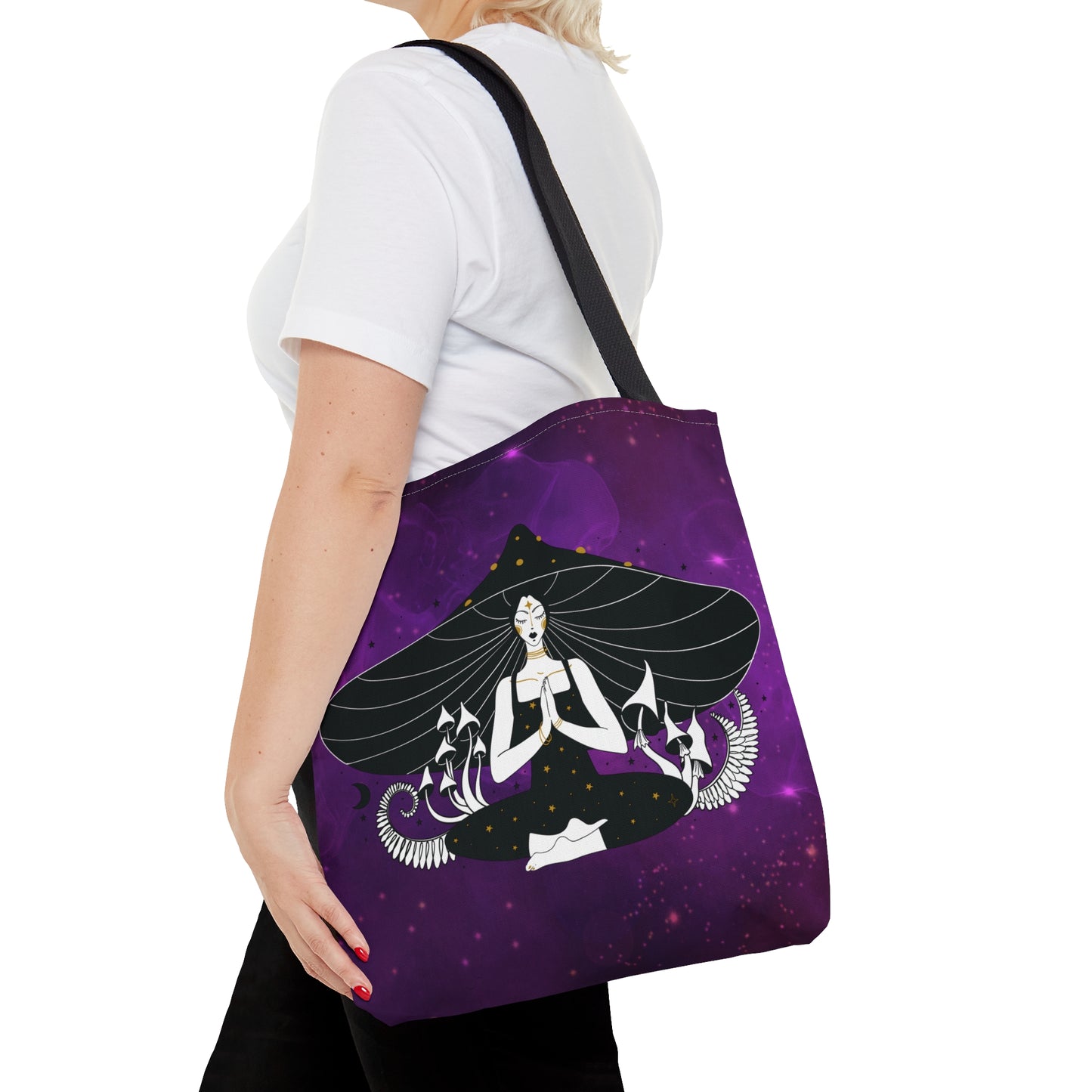 Purple Mushroom Goddess Tote Bag