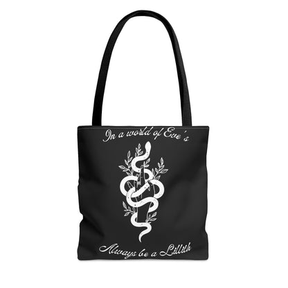 Lillith Goddess Black Tote Bag, Witchy Bag, Inspirational Bag, Reusable Bag, Feminist Tote