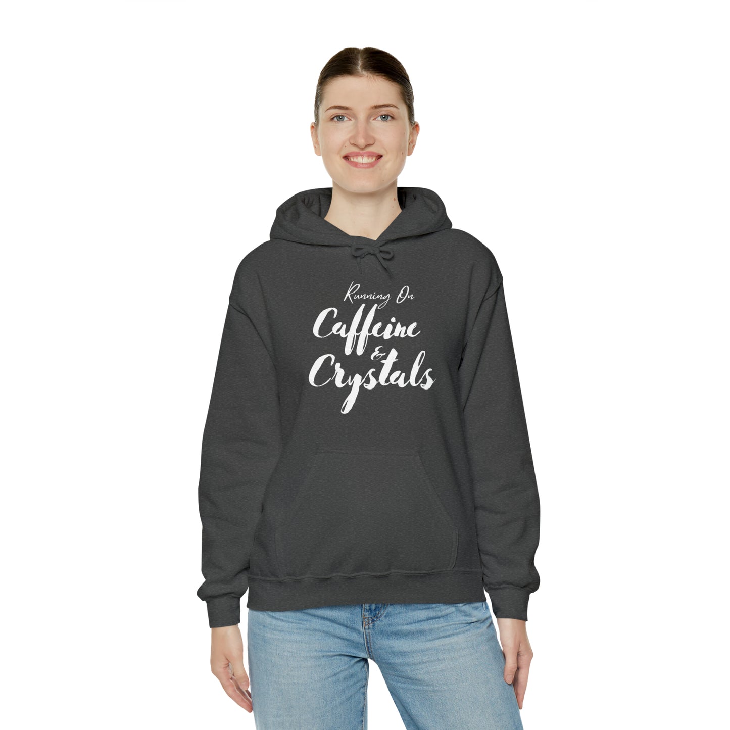 Running on Caffeine & Crystals double sided Unisex Heavy Blend Hooded Sweatshirt