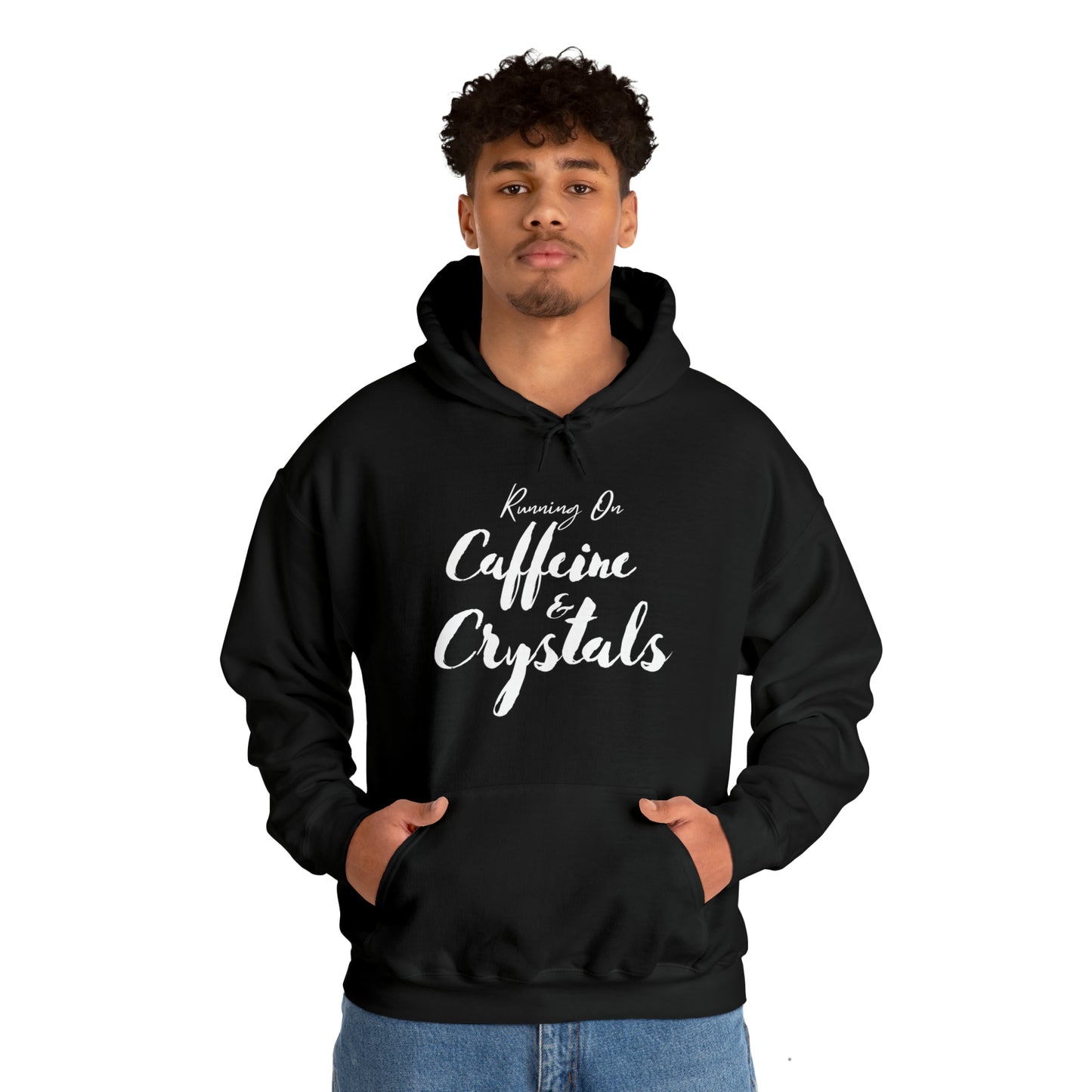 Running on Caffeine & Crystals double sided Unisex Heavy Blend Hooded Sweatshirt