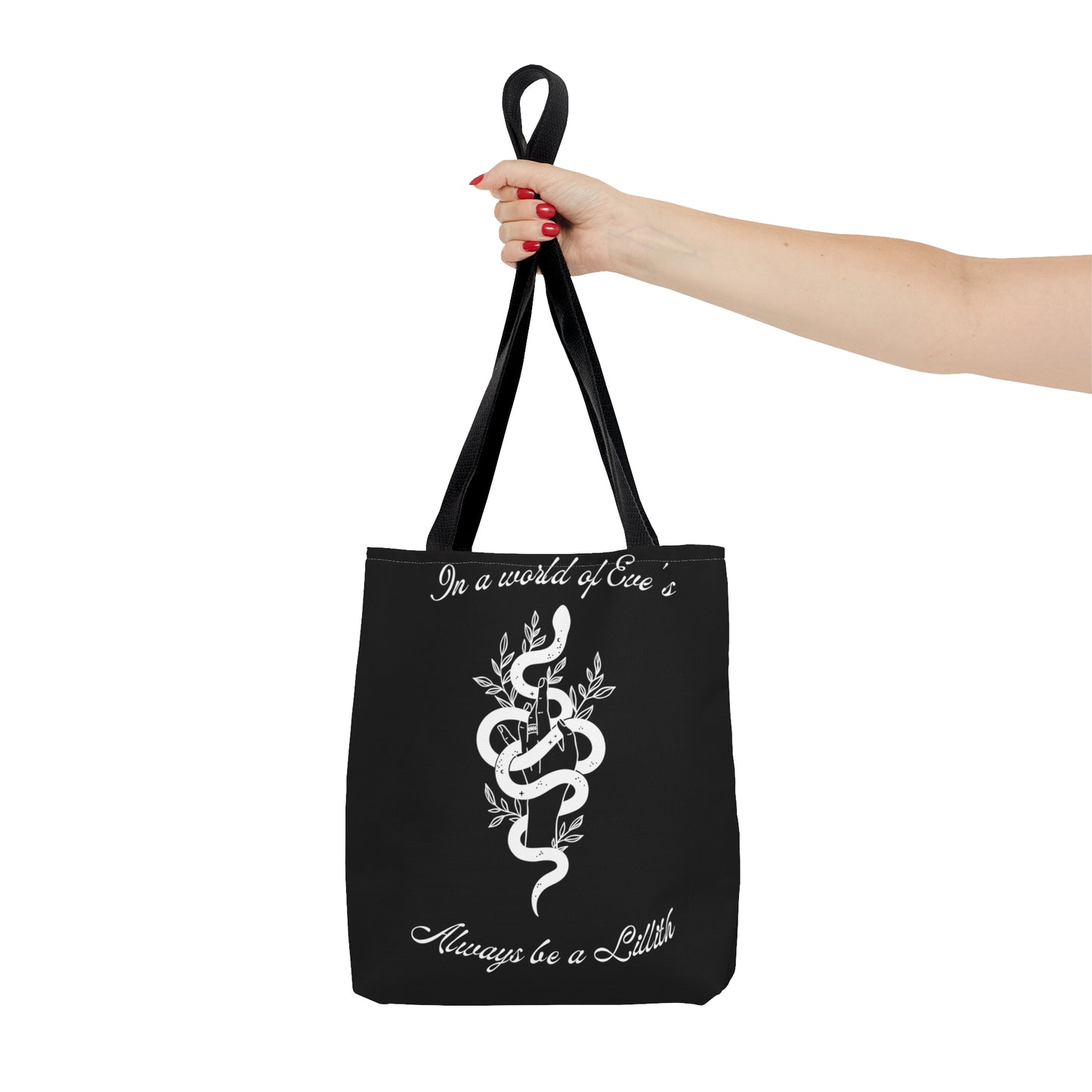 Lillith Goddess Black Tote Bag, Witchy Bag, Inspirational Bag, Reusable Bag, Feminist Tote