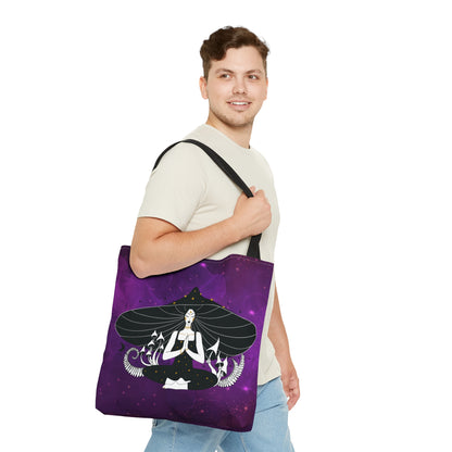 Purple Mushroom Goddess Tote Bag